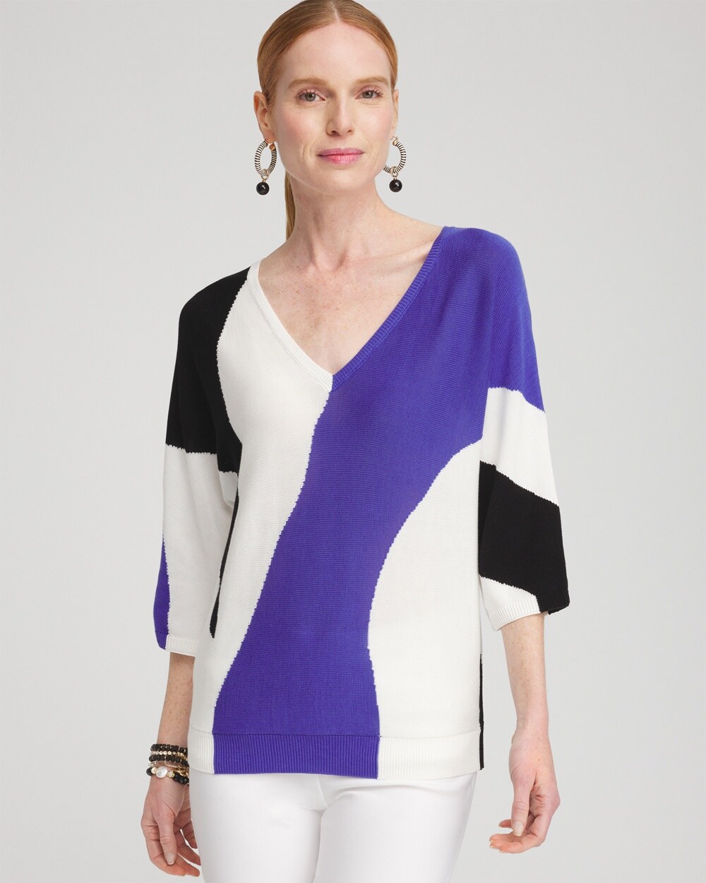 Abstract Print Intarsia Sweater