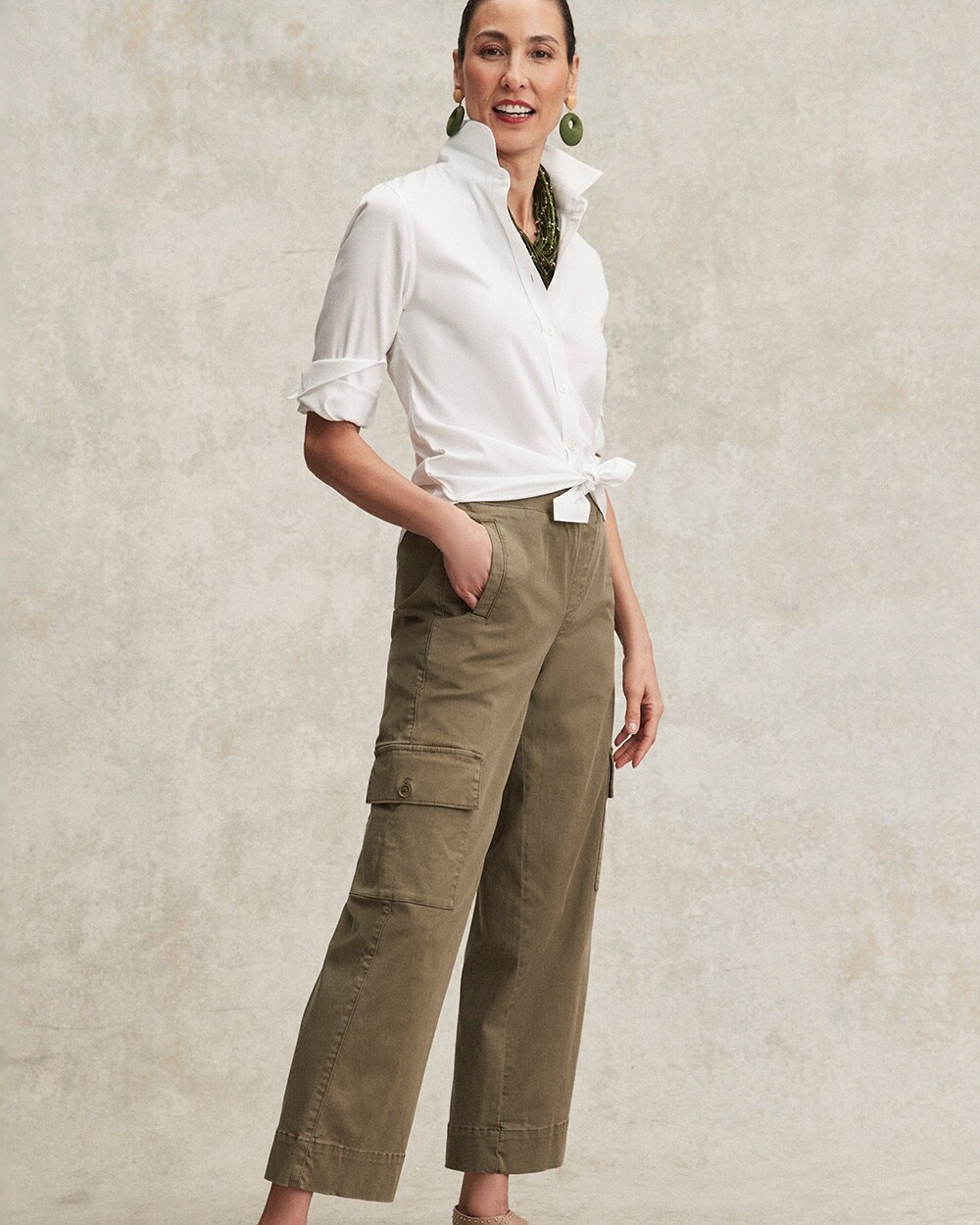 Cargo Wide Leg Cropped Pants