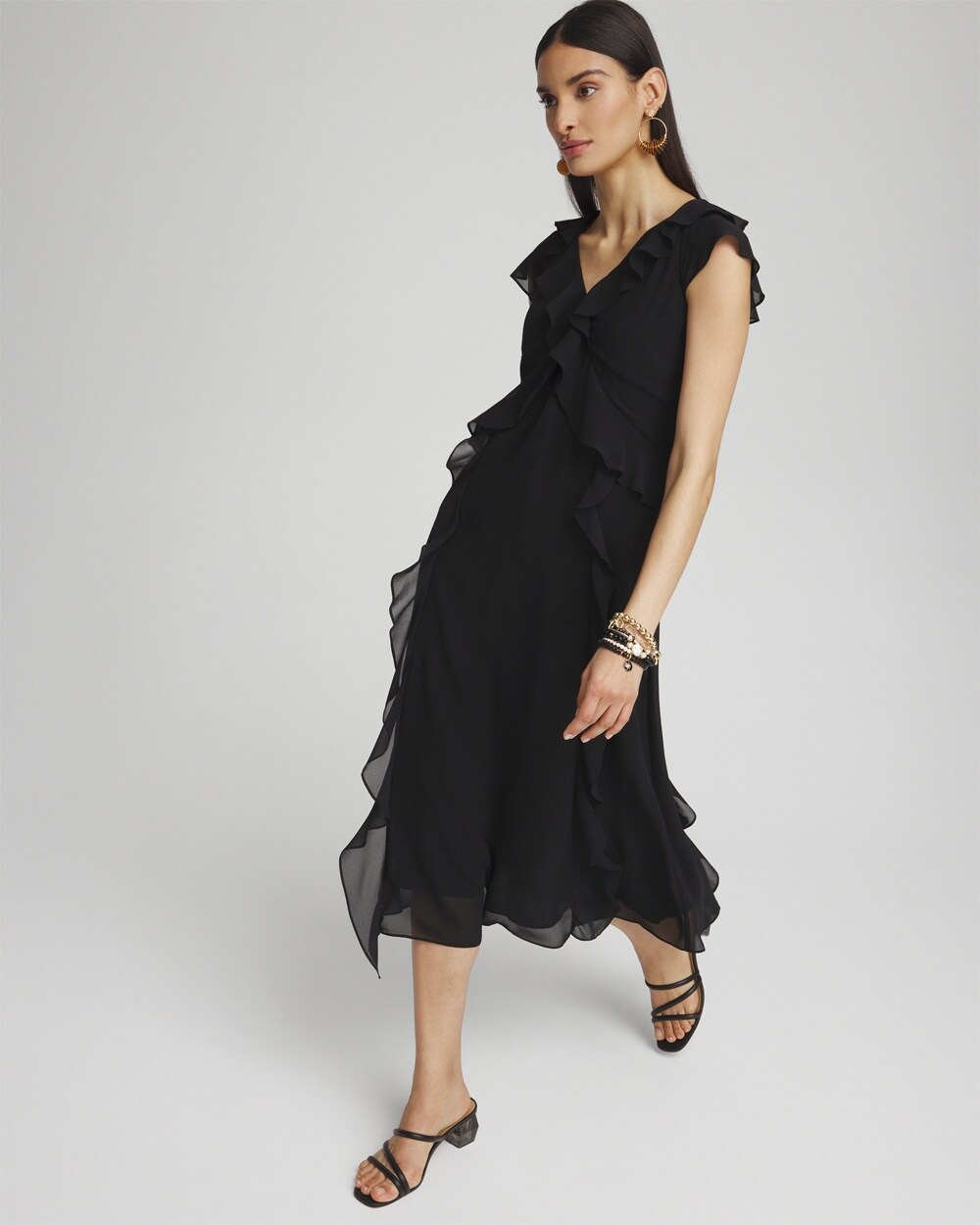 Chiffon Faux Wrap Dress