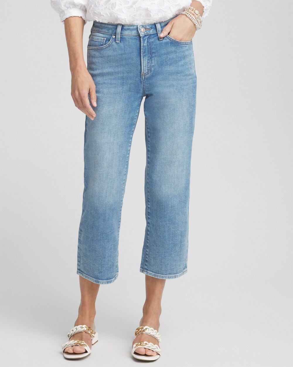 High Rise Straight Cropped Denim