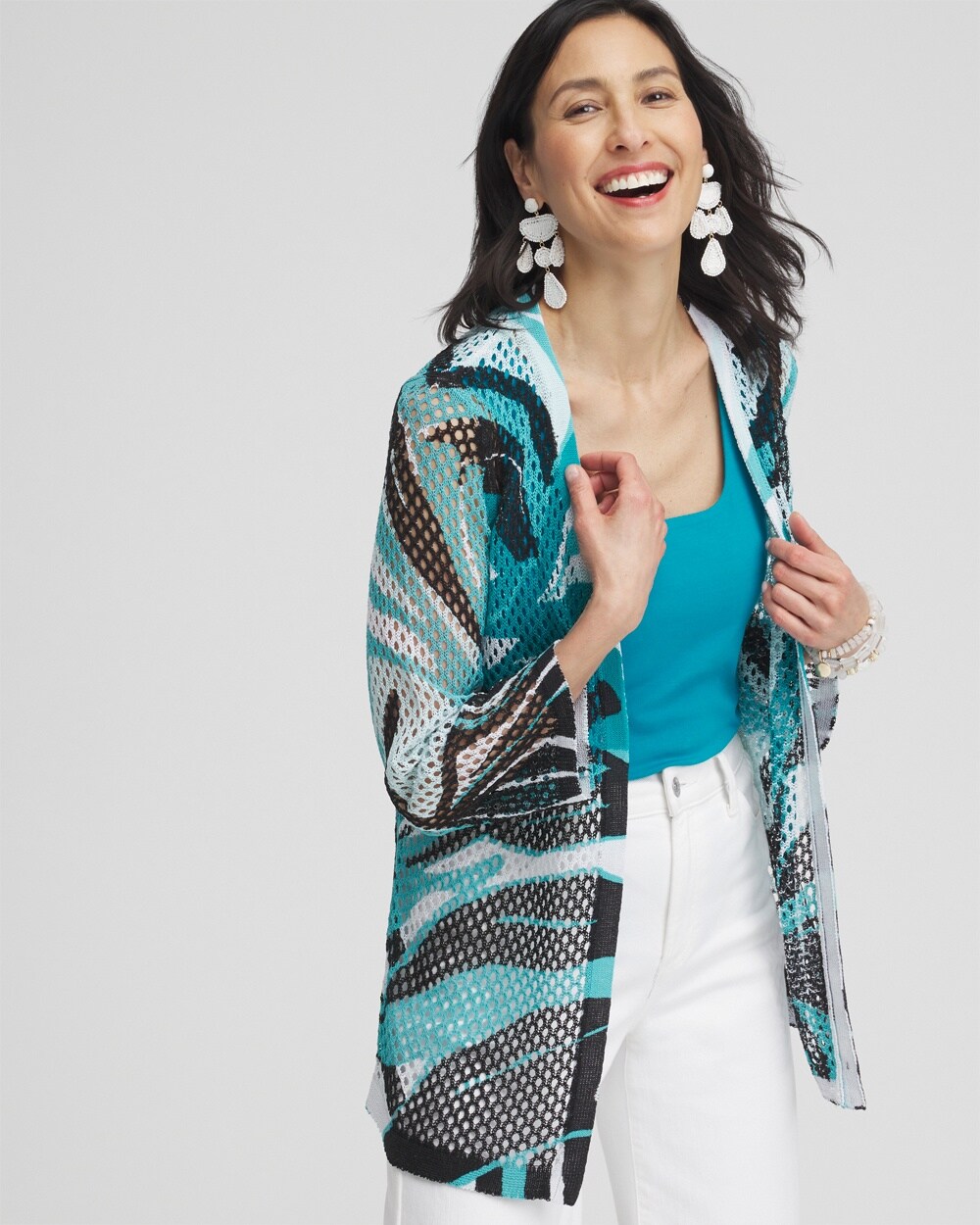 Palms Printed Mesh Cardigan