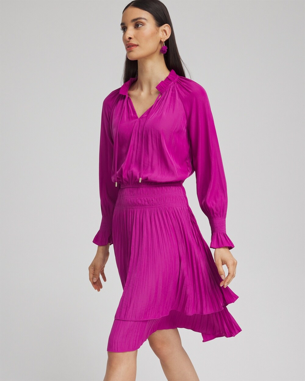 Drop Waist Pleated Tier Dress