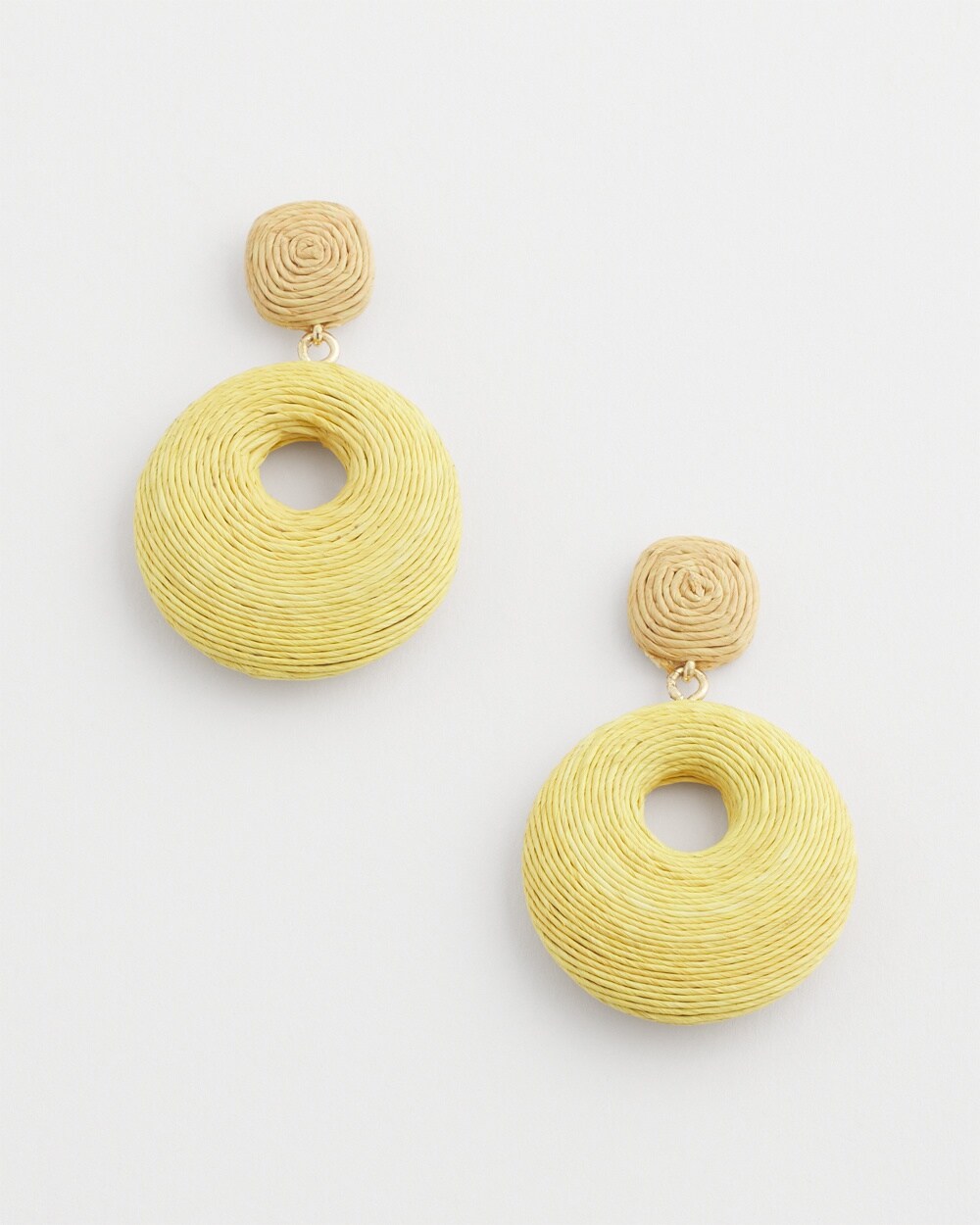 No Droop&#8482; Yellow Raffia Drop Earrings