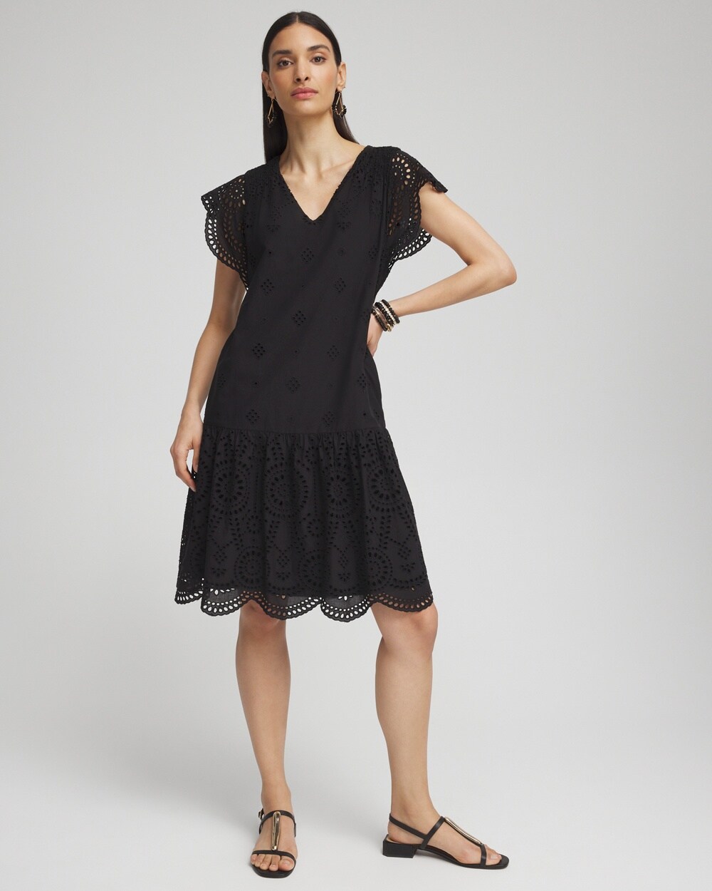 Eyelet Scallop Hem Dress