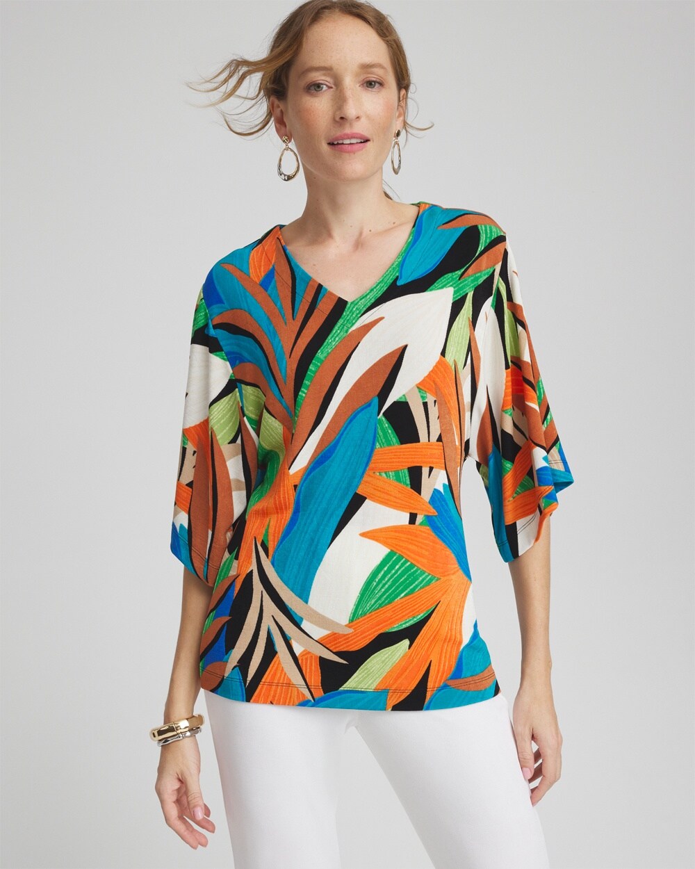 Travelers&#8482; Palms Kimono Sleeve Top