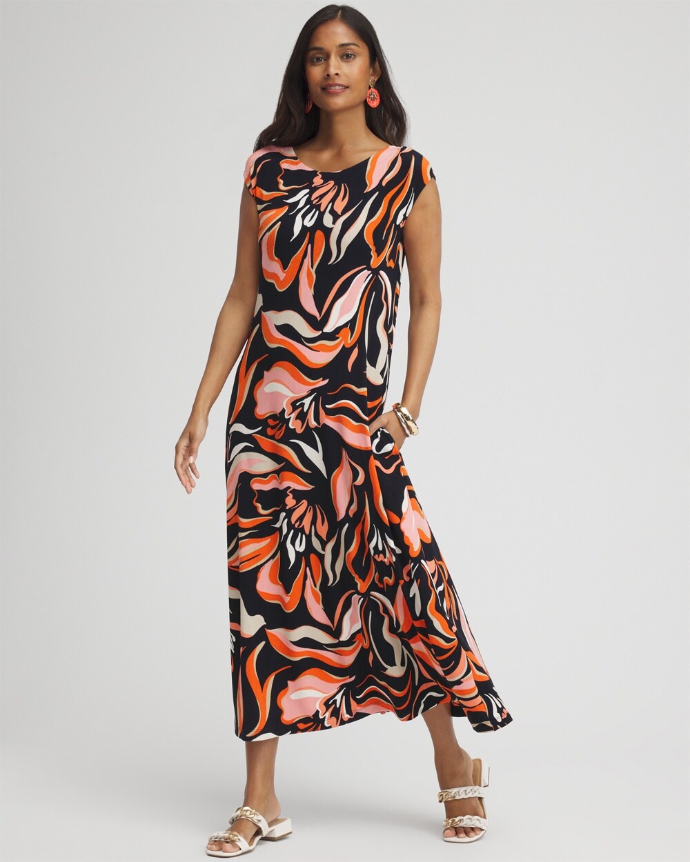 Petite Travelers&#8482; Floral V-Back Maxi Dress