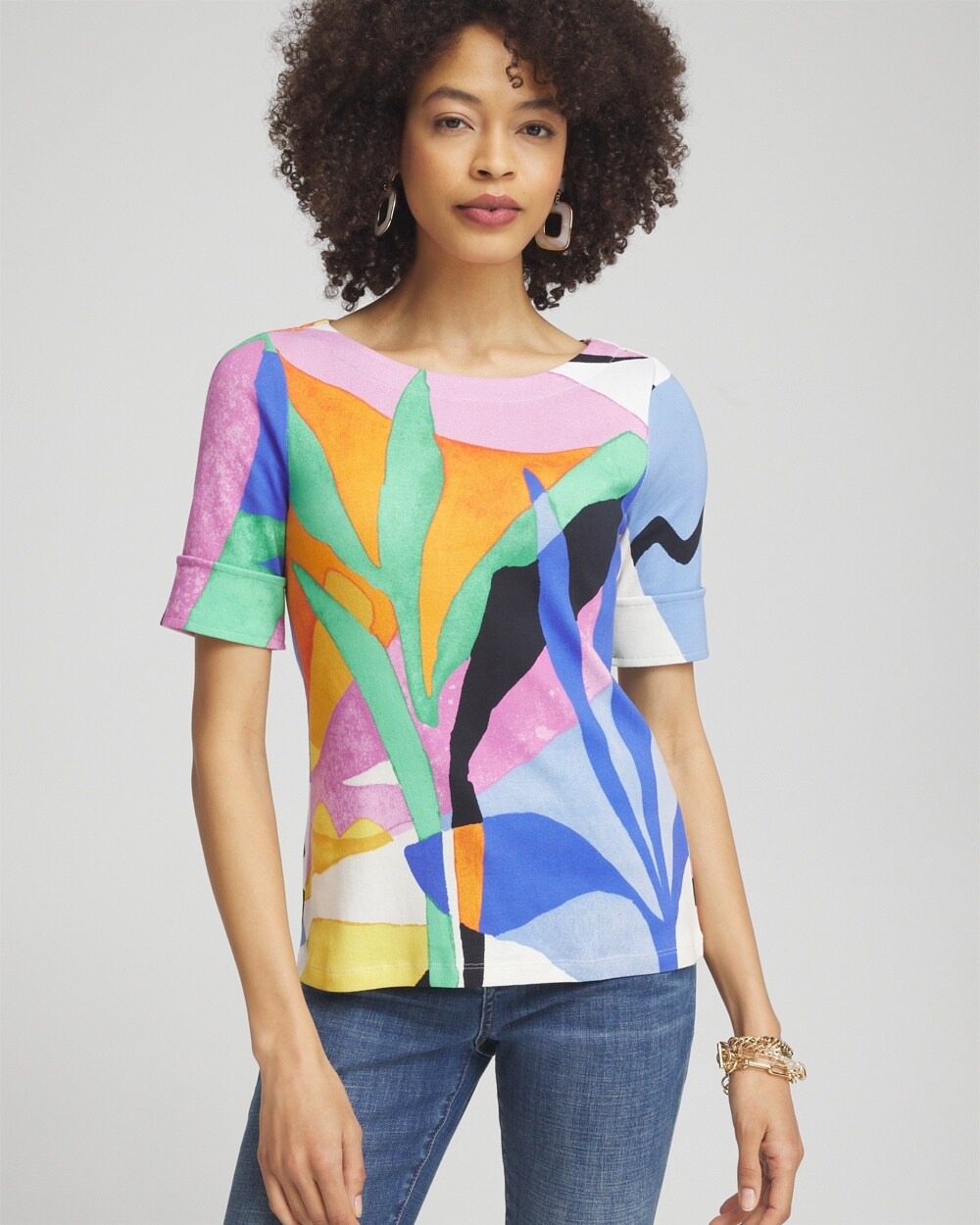 Tropical Bateau Neck Tee