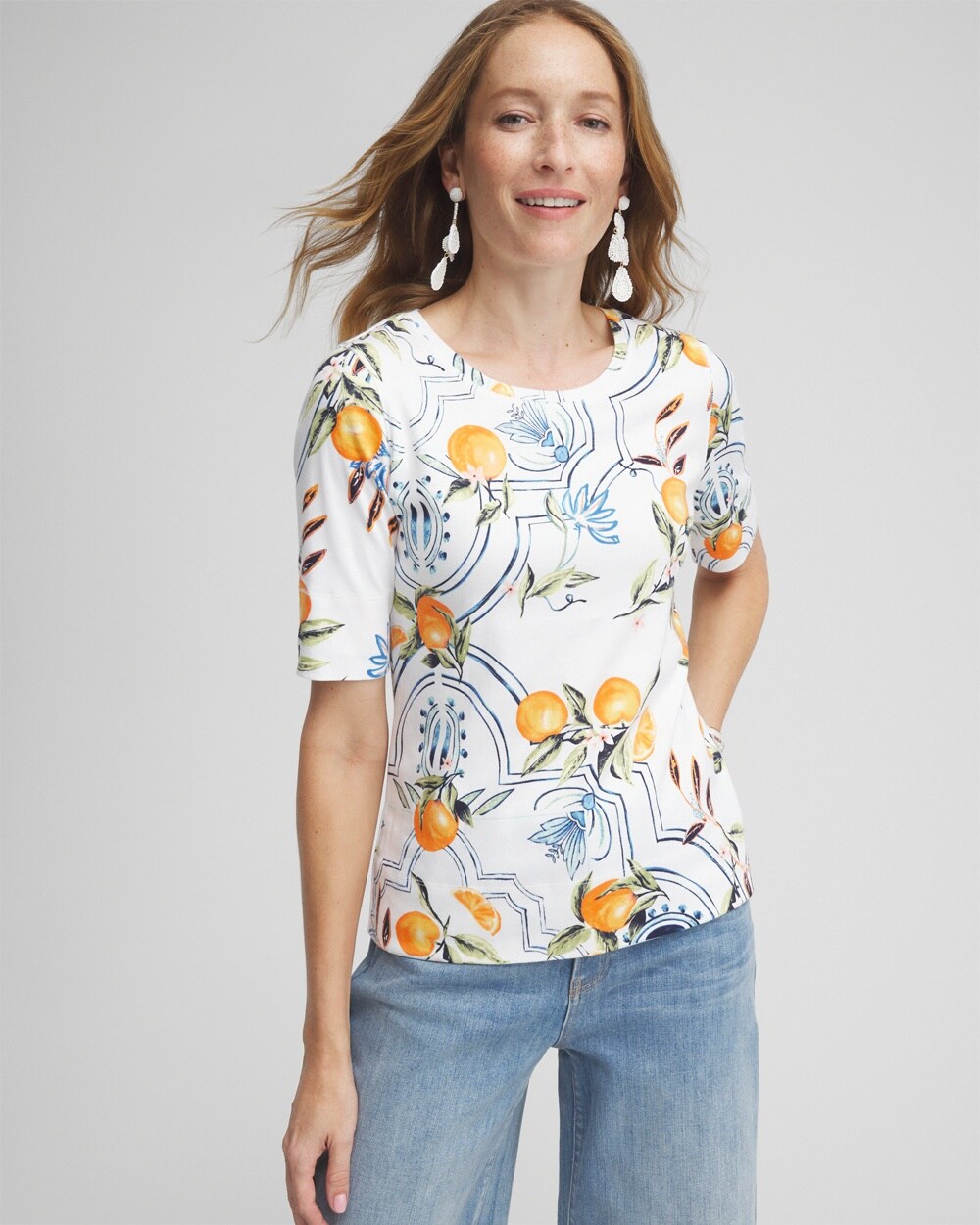 Tropical Jewel Neck Tee