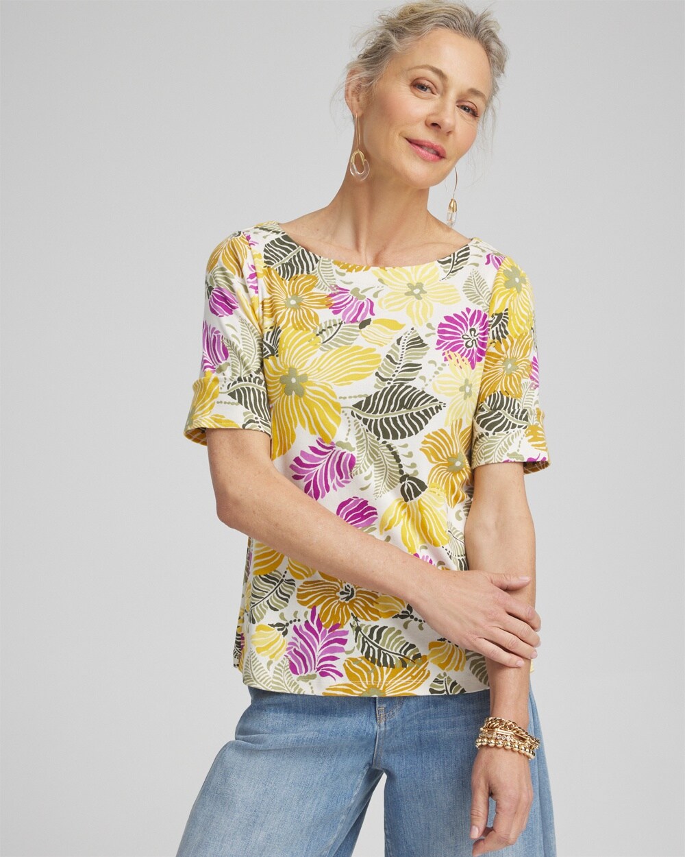 Floral Bateau Neck Tee