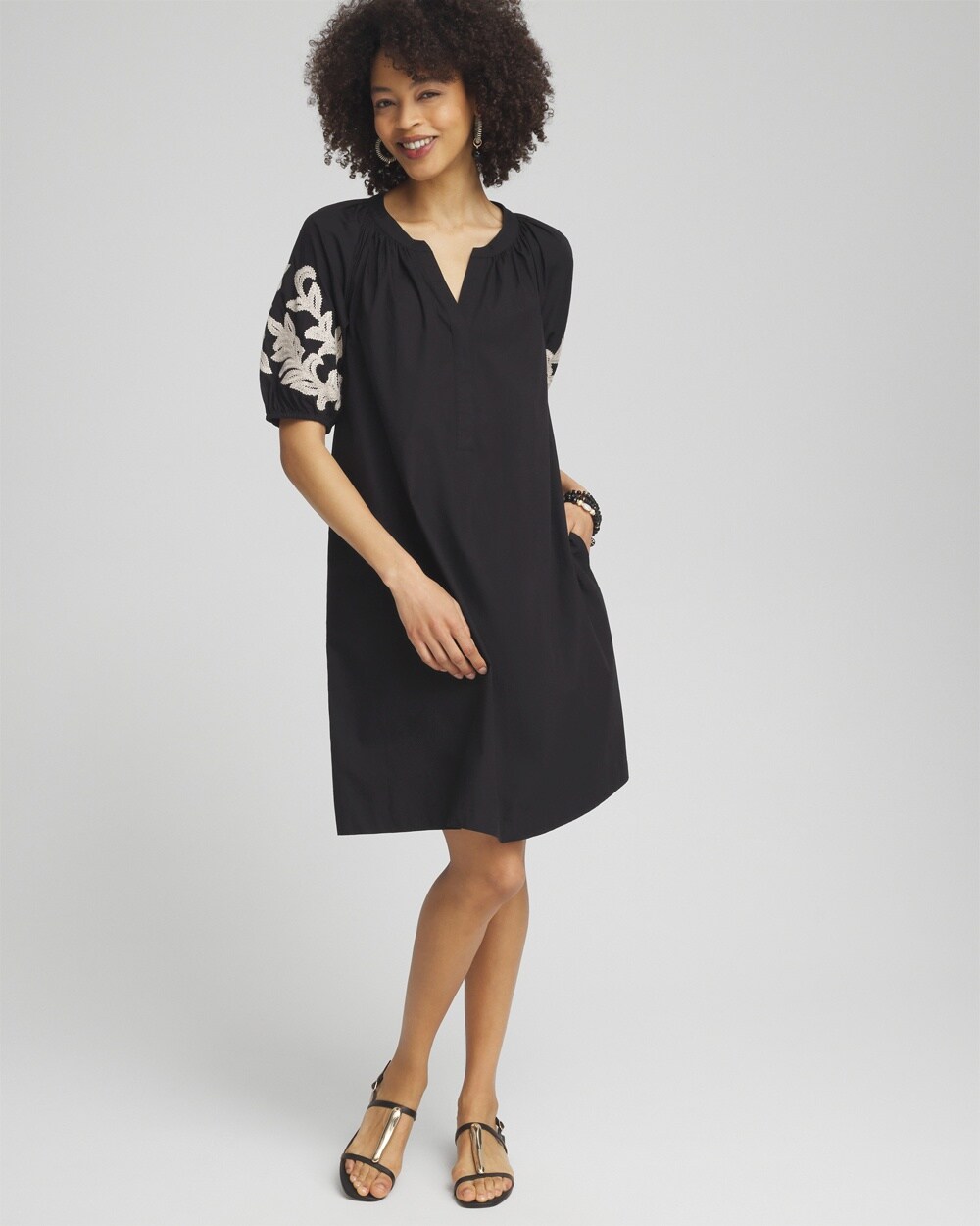 Poplin Embroidered Midi Dress