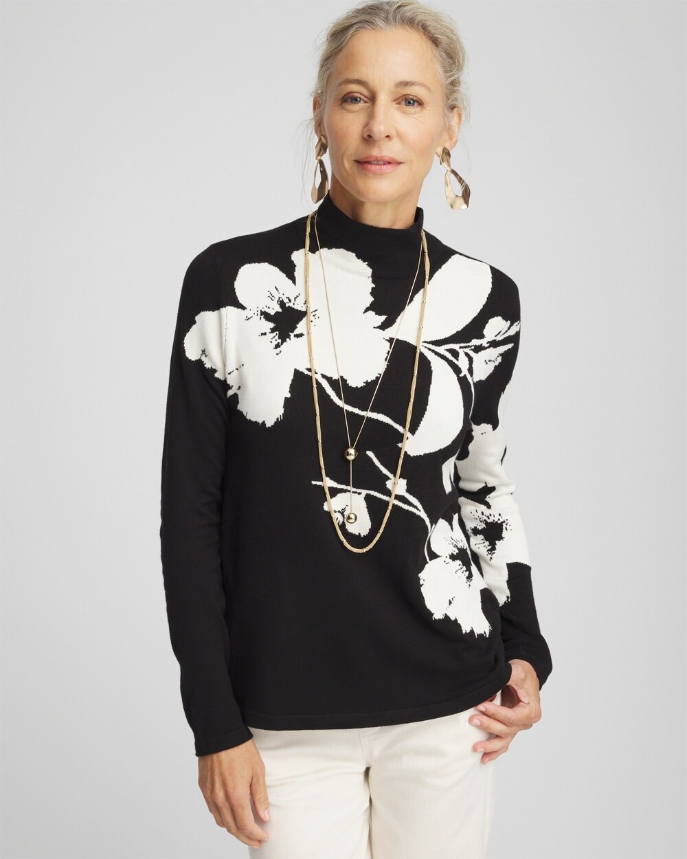 ECOVERO&#8482; Floral Turtleneck Sweater