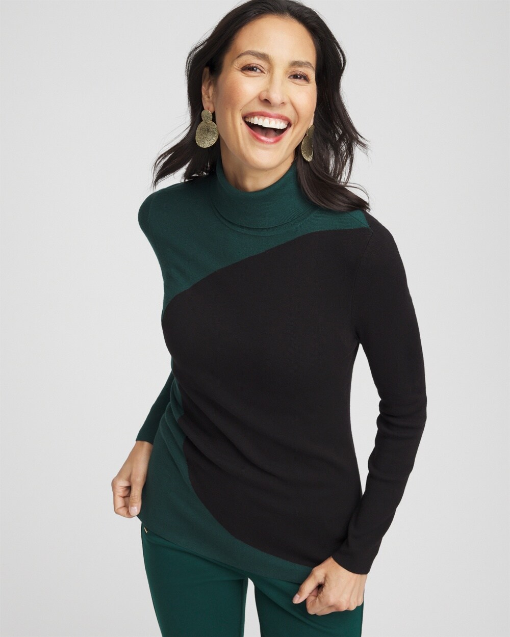 ECOVERO&#8482; Colorblock Turtleneck Sweater