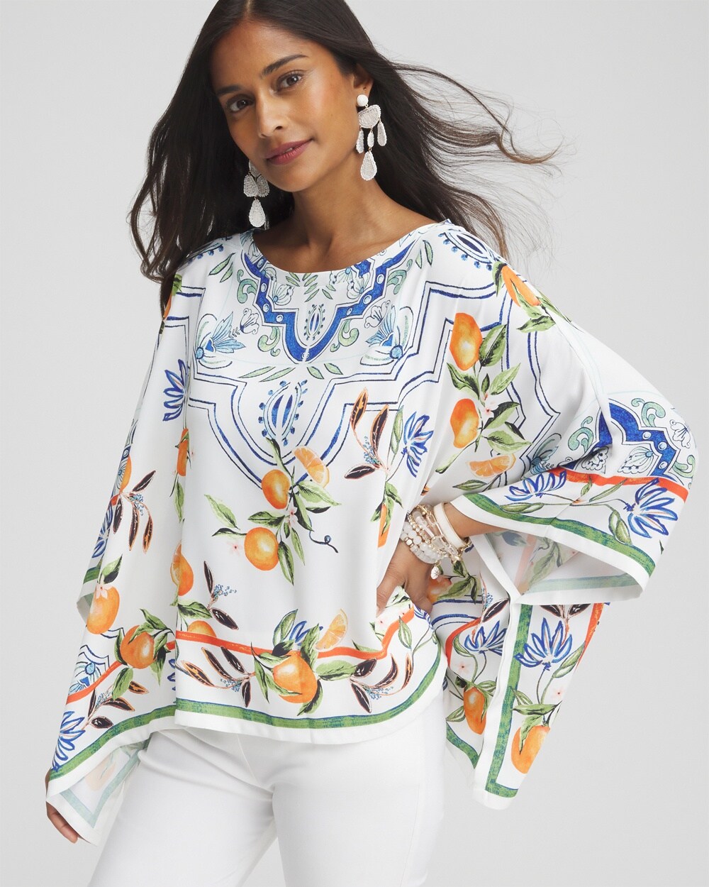 Tropical Print Poncho