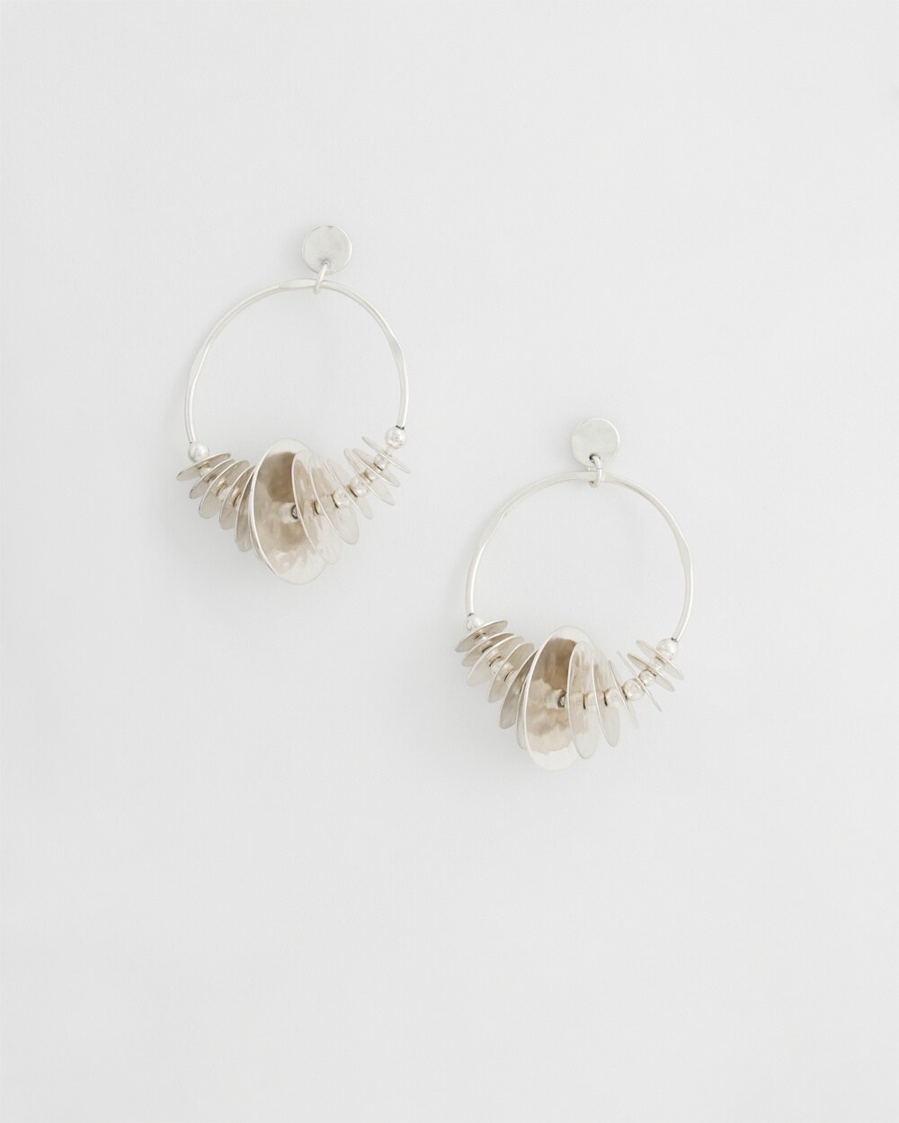 Silver Tone Drop Hoops