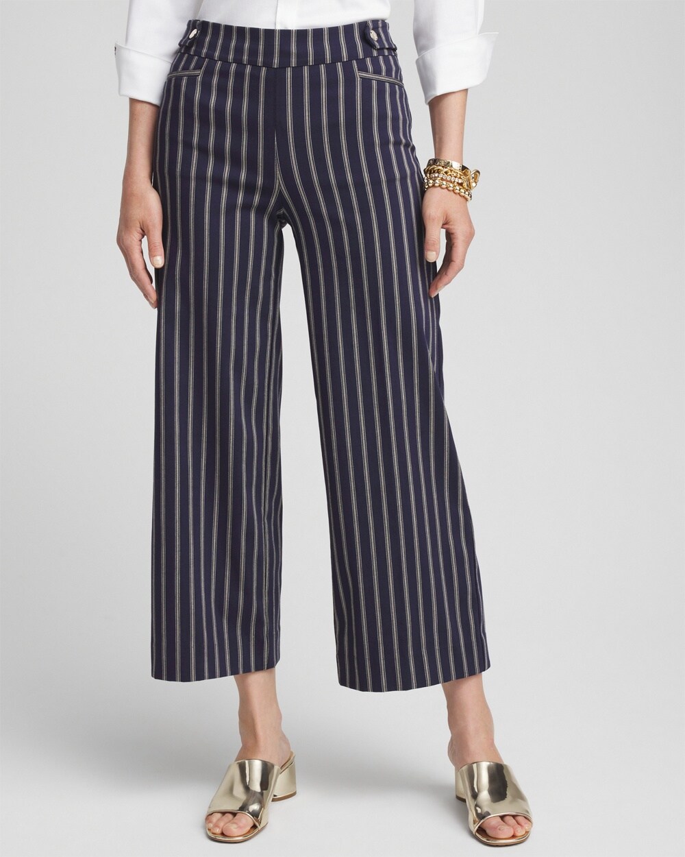 Brigitte Double Stripe Wide Leg Cropped Pants