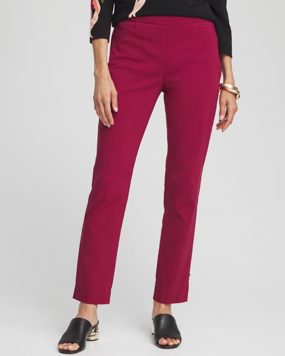 Petite Brigitte Rivet Slit Ankle Pants