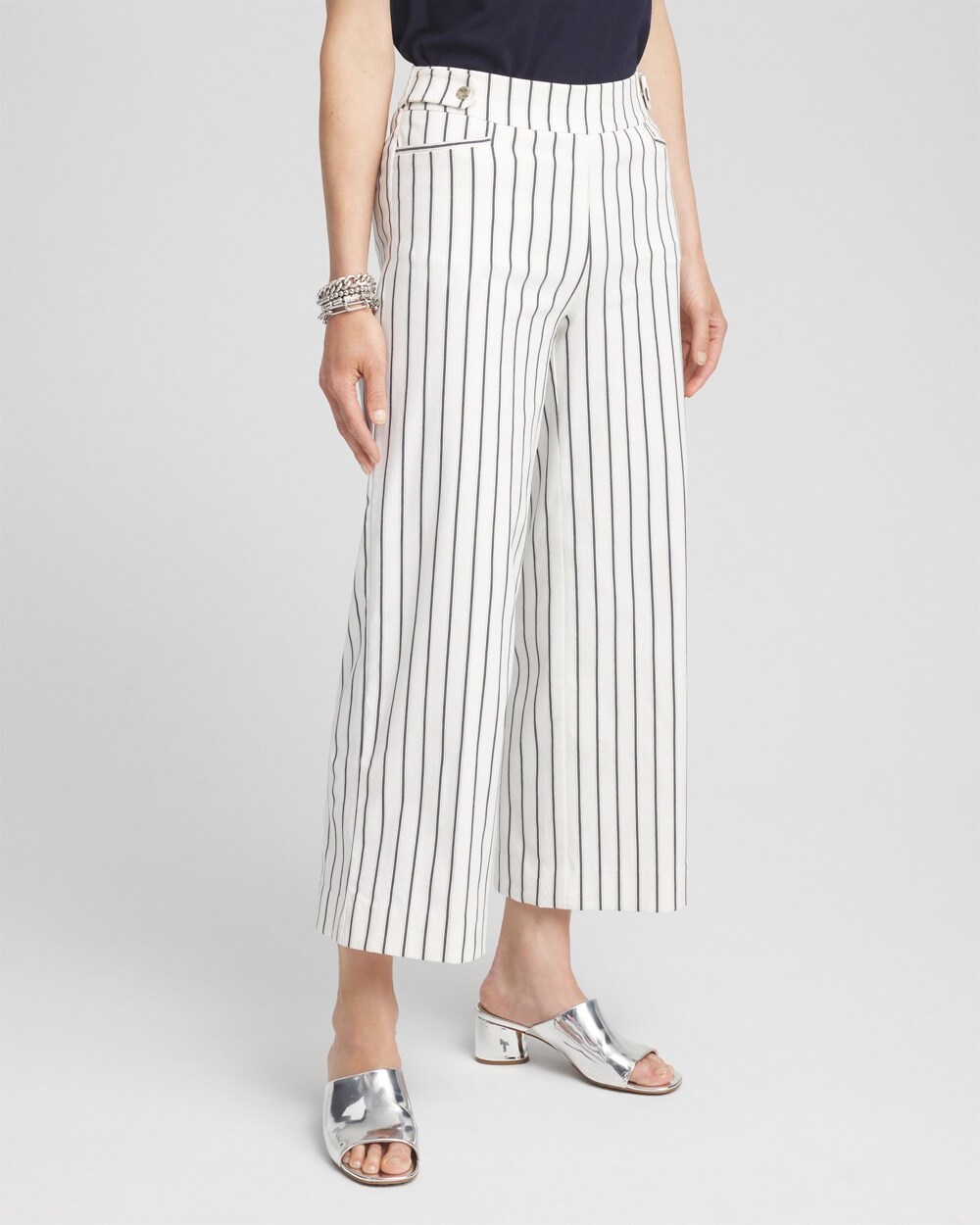 Petite Brigitte Double Stripe Wide Leg Crops