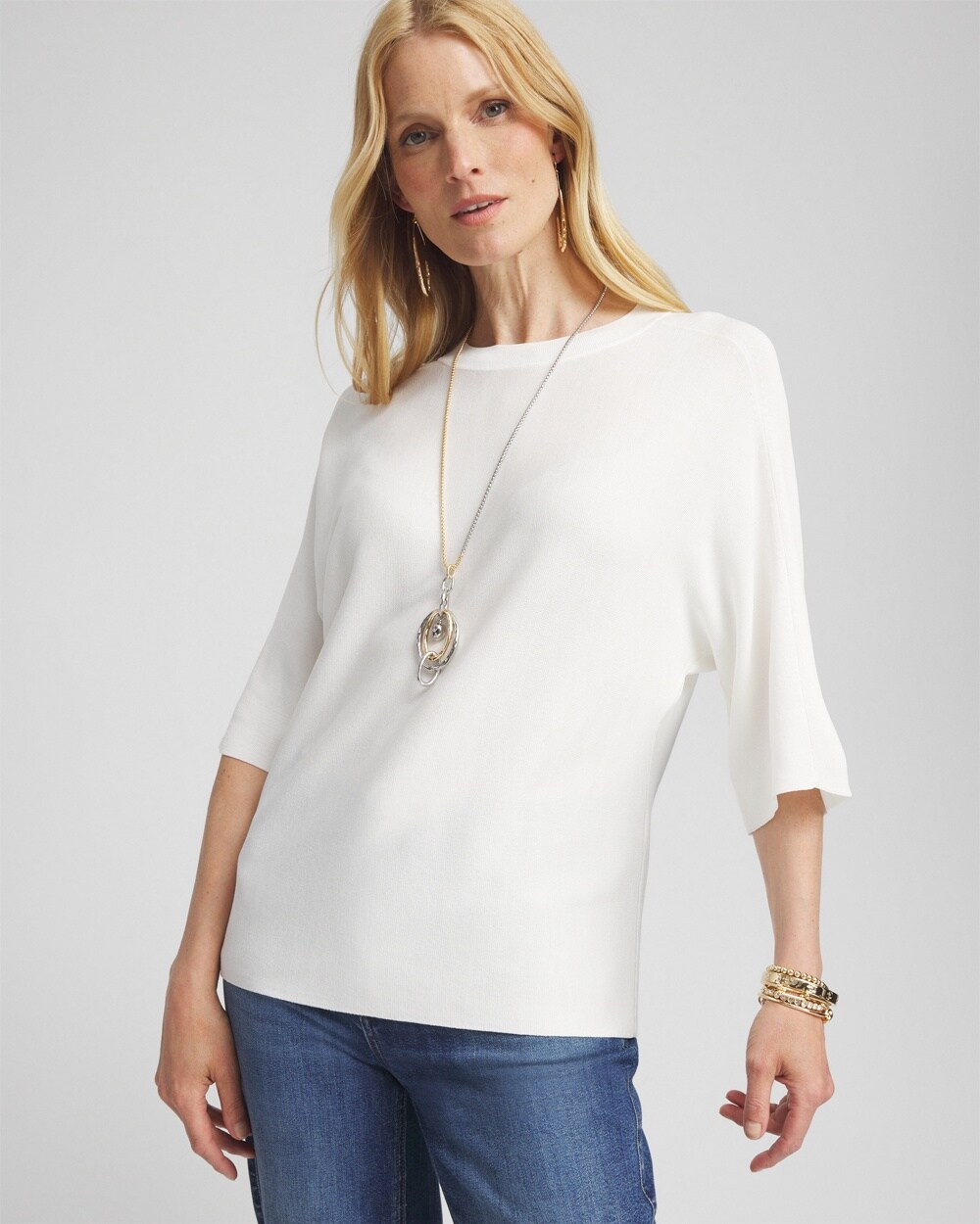 Dolman Sleeve Crew Neck Pullover Sweater