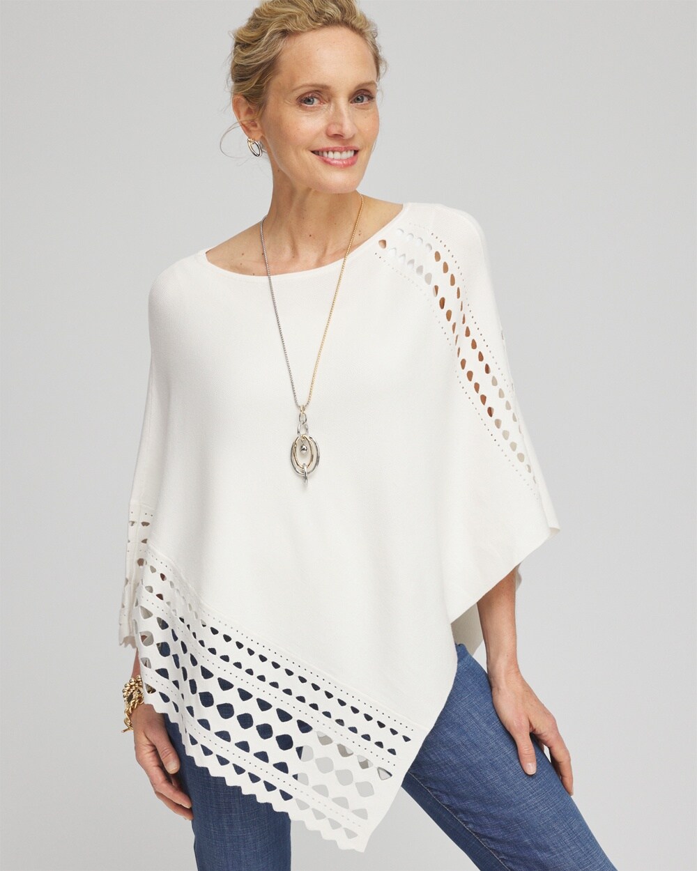 Asymmetrical Cutwork Poncho