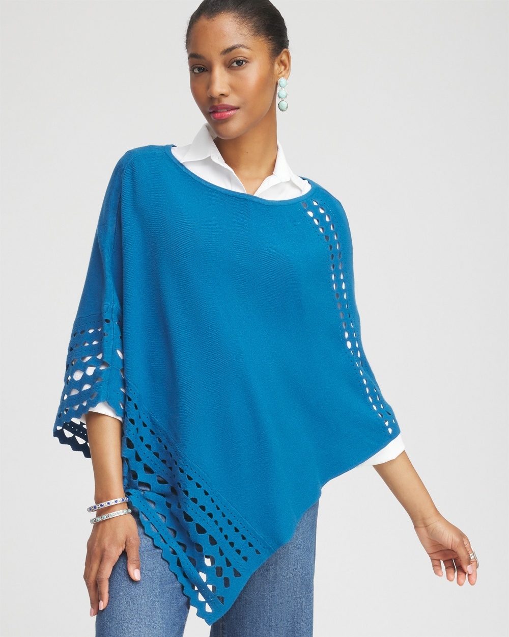 Asymmetrical Cutwork Poncho