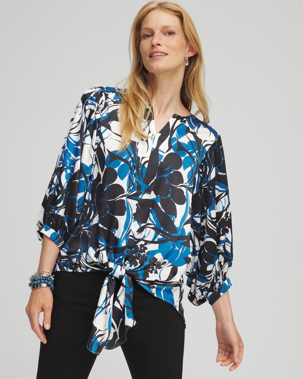 Floral Tie-Front Blouse