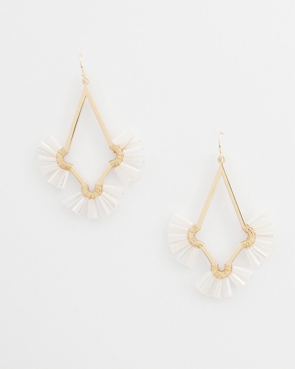 No Droop&#8482; White Glass Bead Earrings