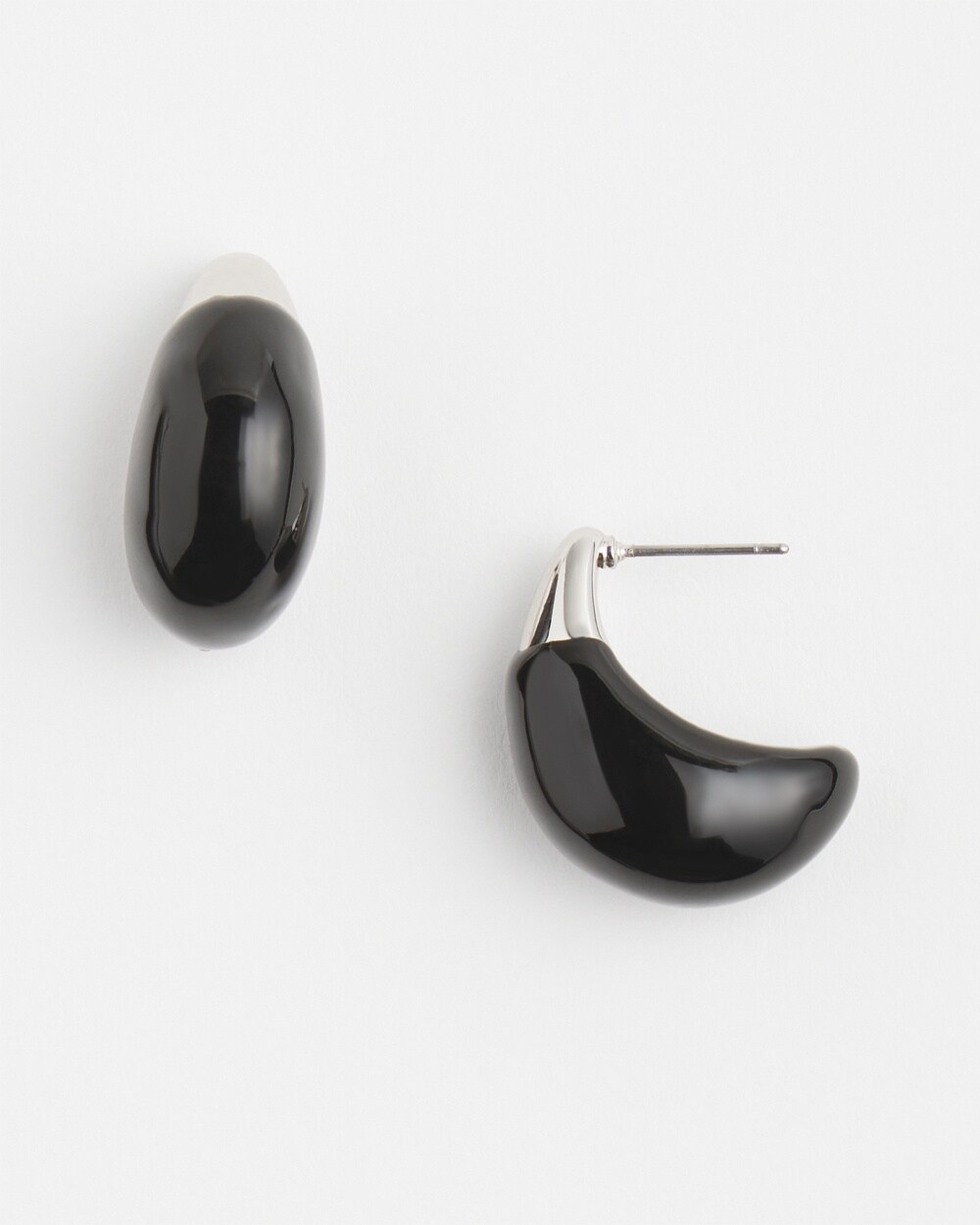 No Droop&#8482; Black Dipped Huggie Hoops