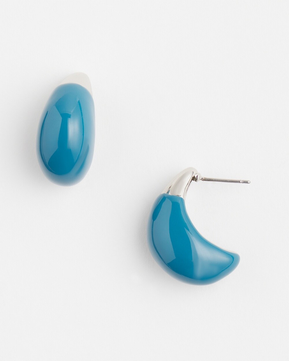 No Droop&#8482; Blue Dipped Huggie Hoops