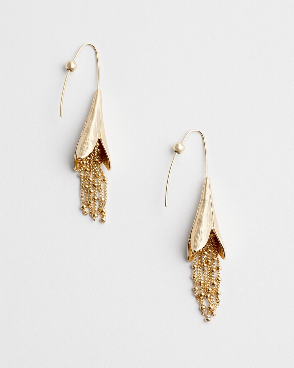 No Droop&#8482; Gold Tone Floral Threader Earrings