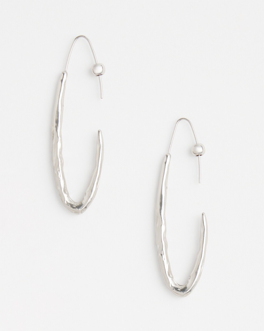 No Droop&#8482; Silver Tone Textured Threader Hoops