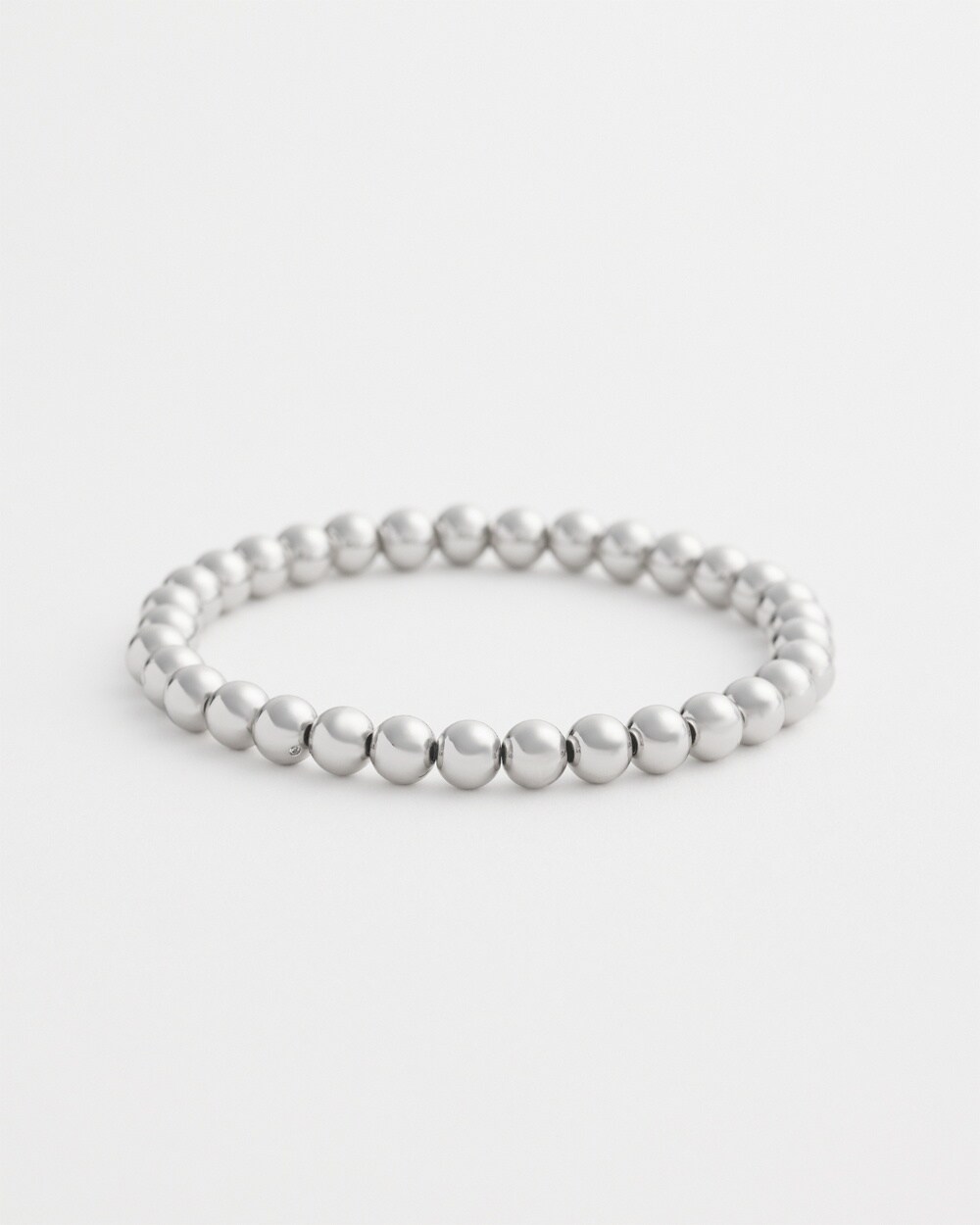 Small Beaded Silver Tone Stretch Bracelet