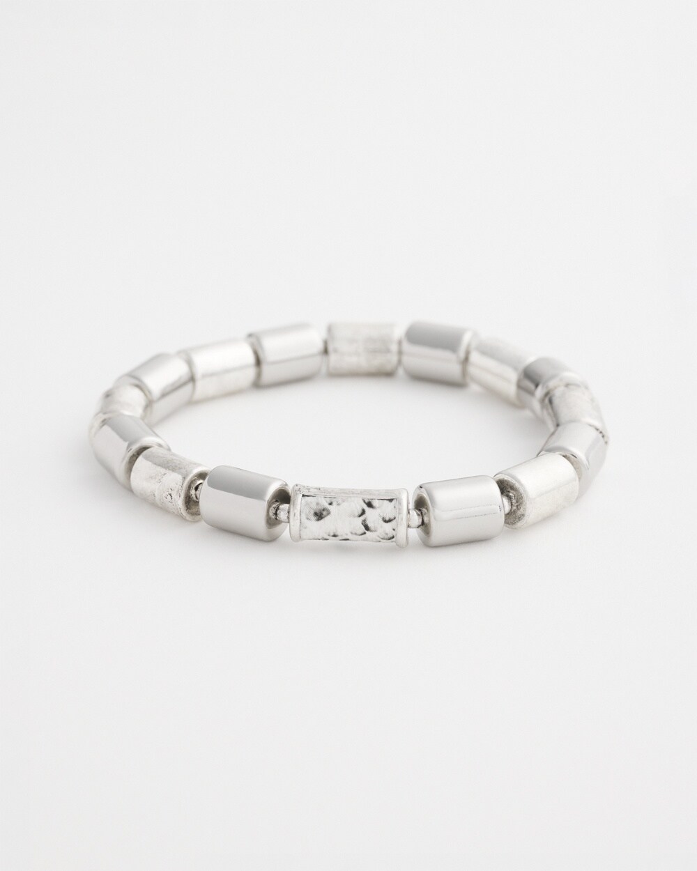 Silver Tone Barrel Stretch Bracelet