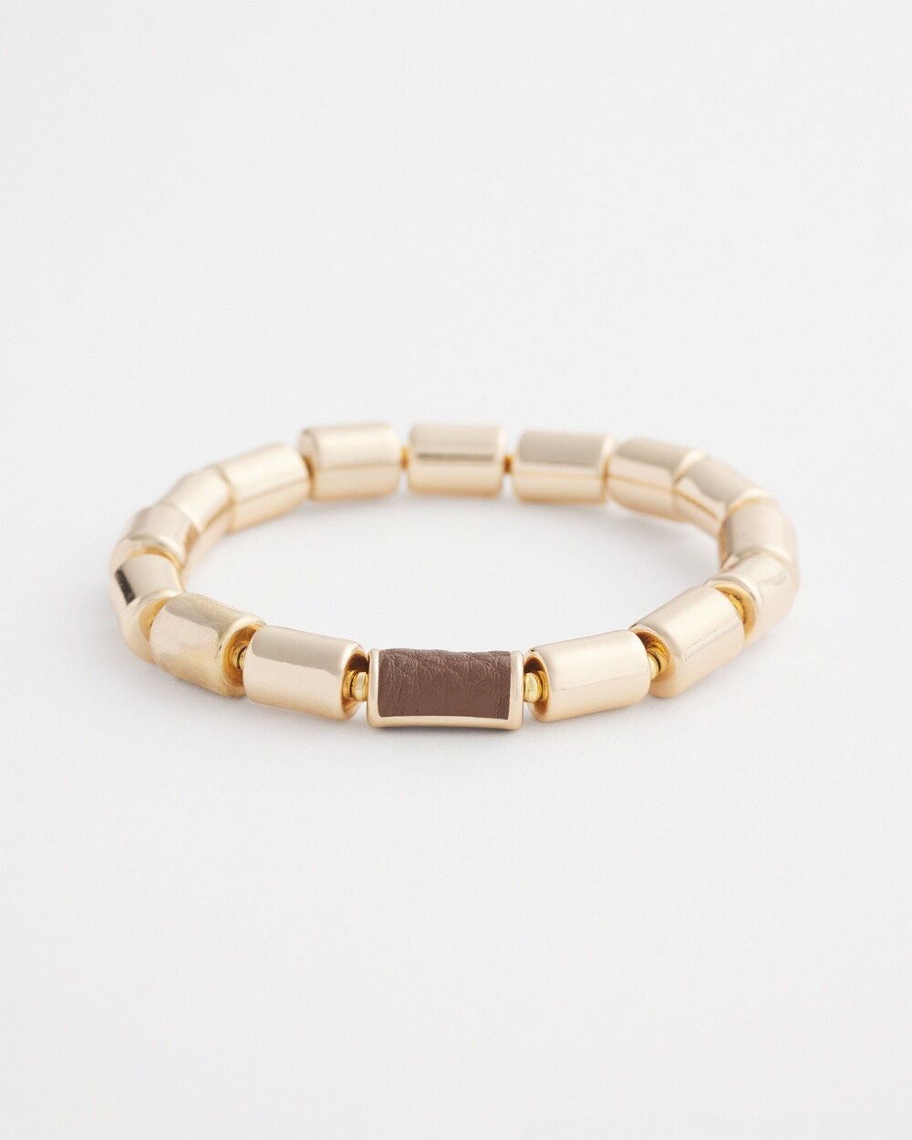 Gold Tone Barrel Stretch Bracelet