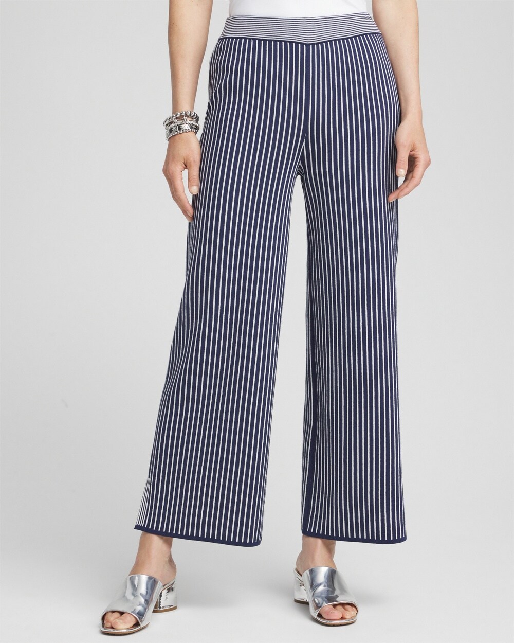 Stripe Wide Leg Sweater Cropped Pants