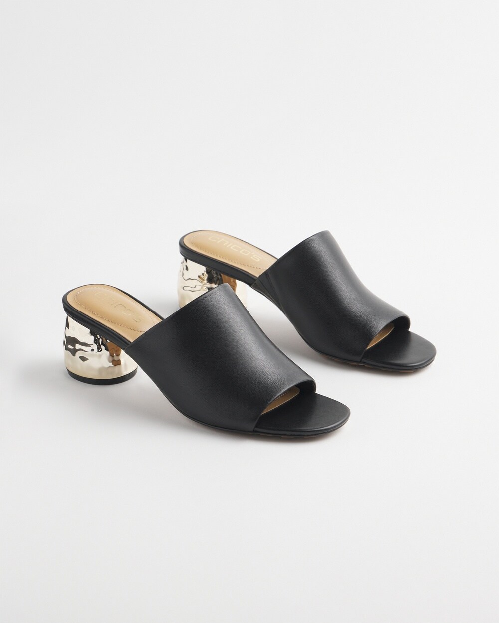 Black Leather Mules