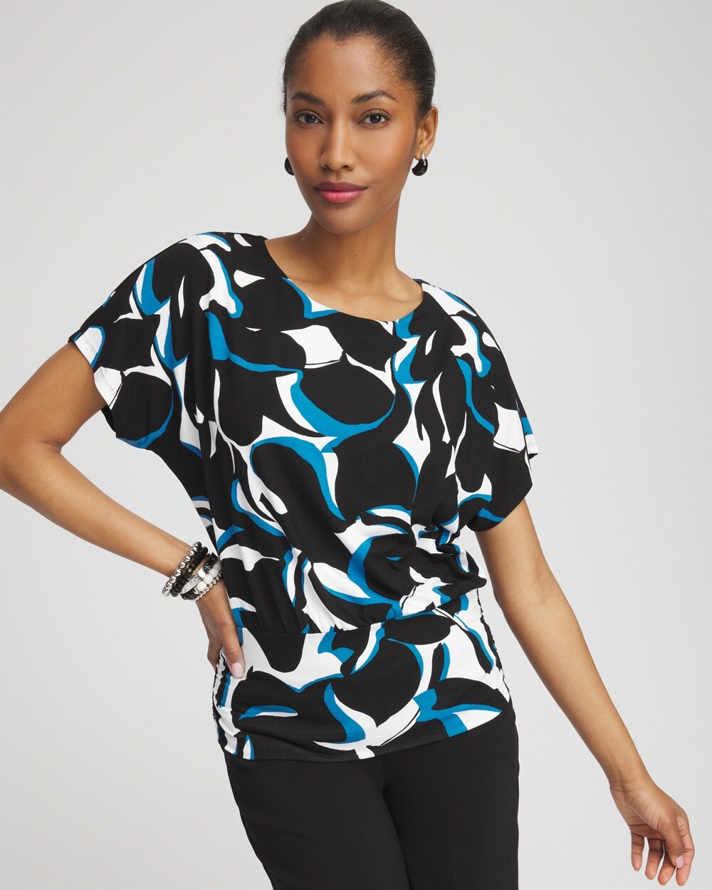 Touch of Cool&#8482; Abstract Banded Hem Top