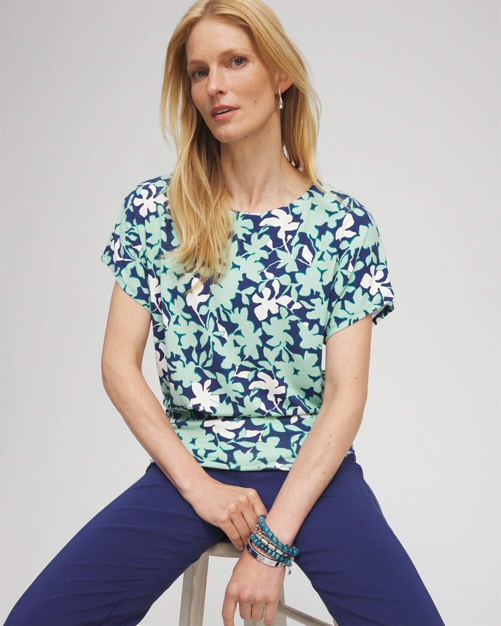 Touch of Cool&#8482; Floral Banded Hem Top