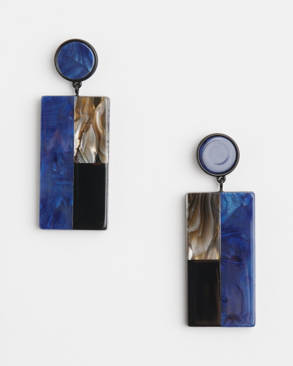 No Droop&#8482; Blue Marble Resin Drop Earrings