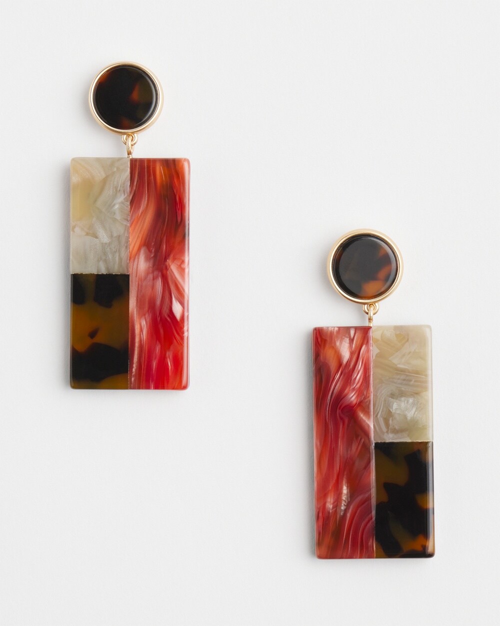 No Droop&#8482; Orange Marble Resin Drop Earrings