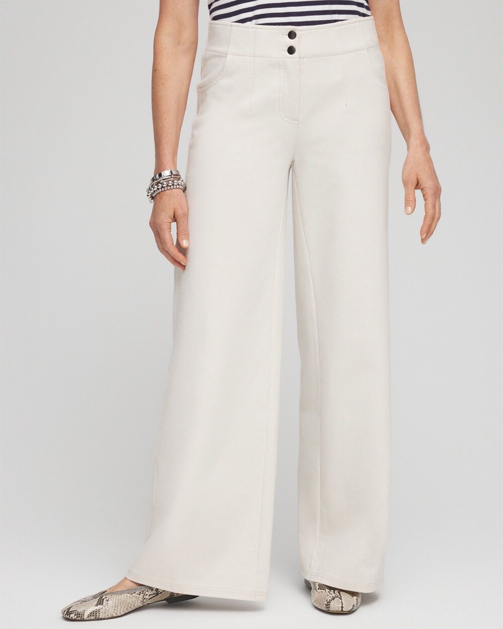 Cotton Stretch Wide Leg Pants