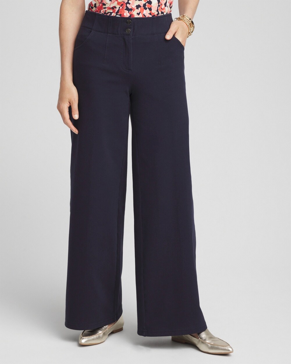 Petite Cotton Stretch Wide Leg Pants