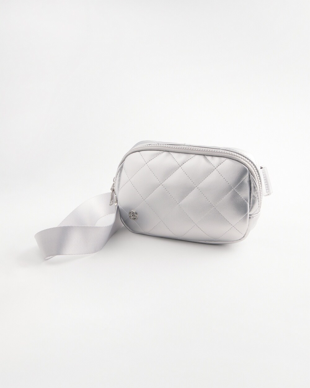 Metallic Silver Quilted Belt Bag