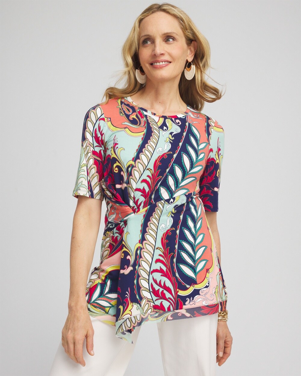 Touch of Cool&#8482; Abstract Draped Tunic