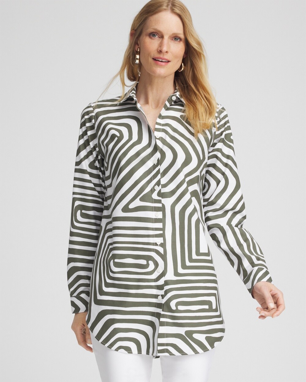 No Iron&#8482; Stretch Abstract Print Tunic