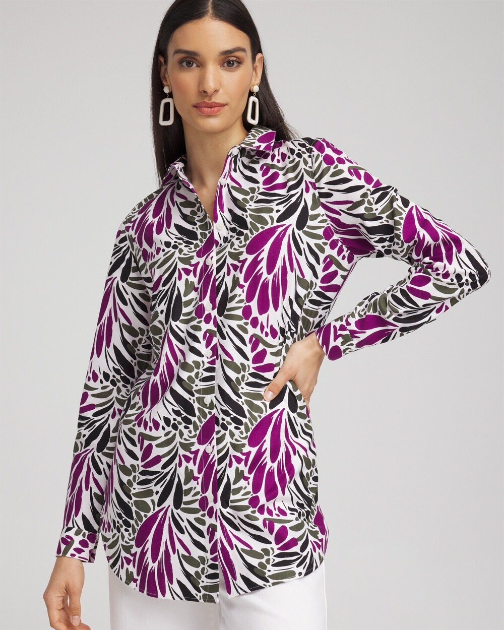 No Iron&#8482; Stretch Floral Tunic