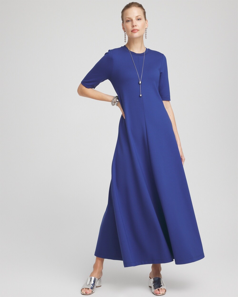 Ponte Rib Trim Maxi Dress