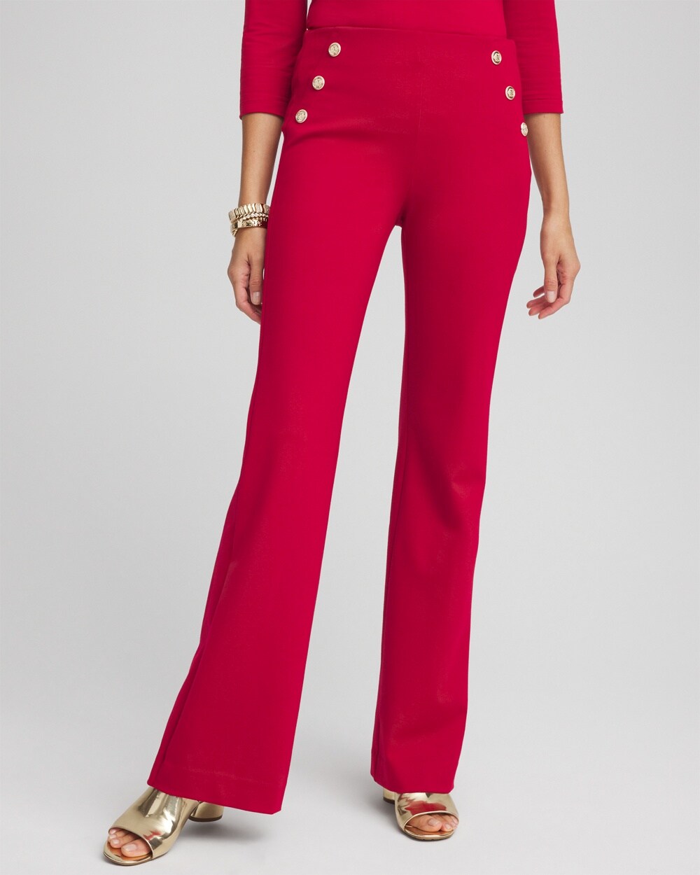 Juliet Ponte Button Detail Flare Pants