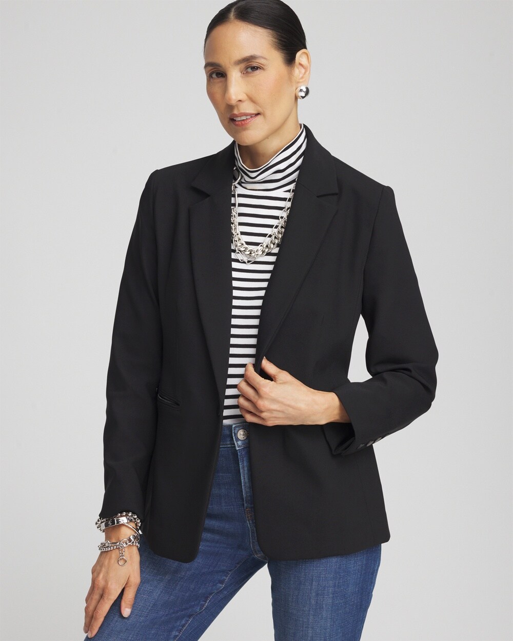 Zip Pocket Stretch Blazer