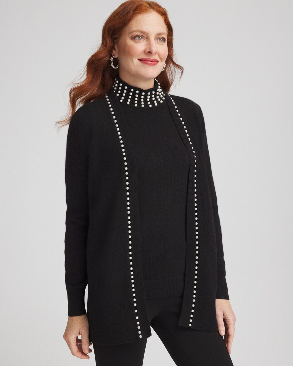 Cashmere Pearl Trim Cardigan