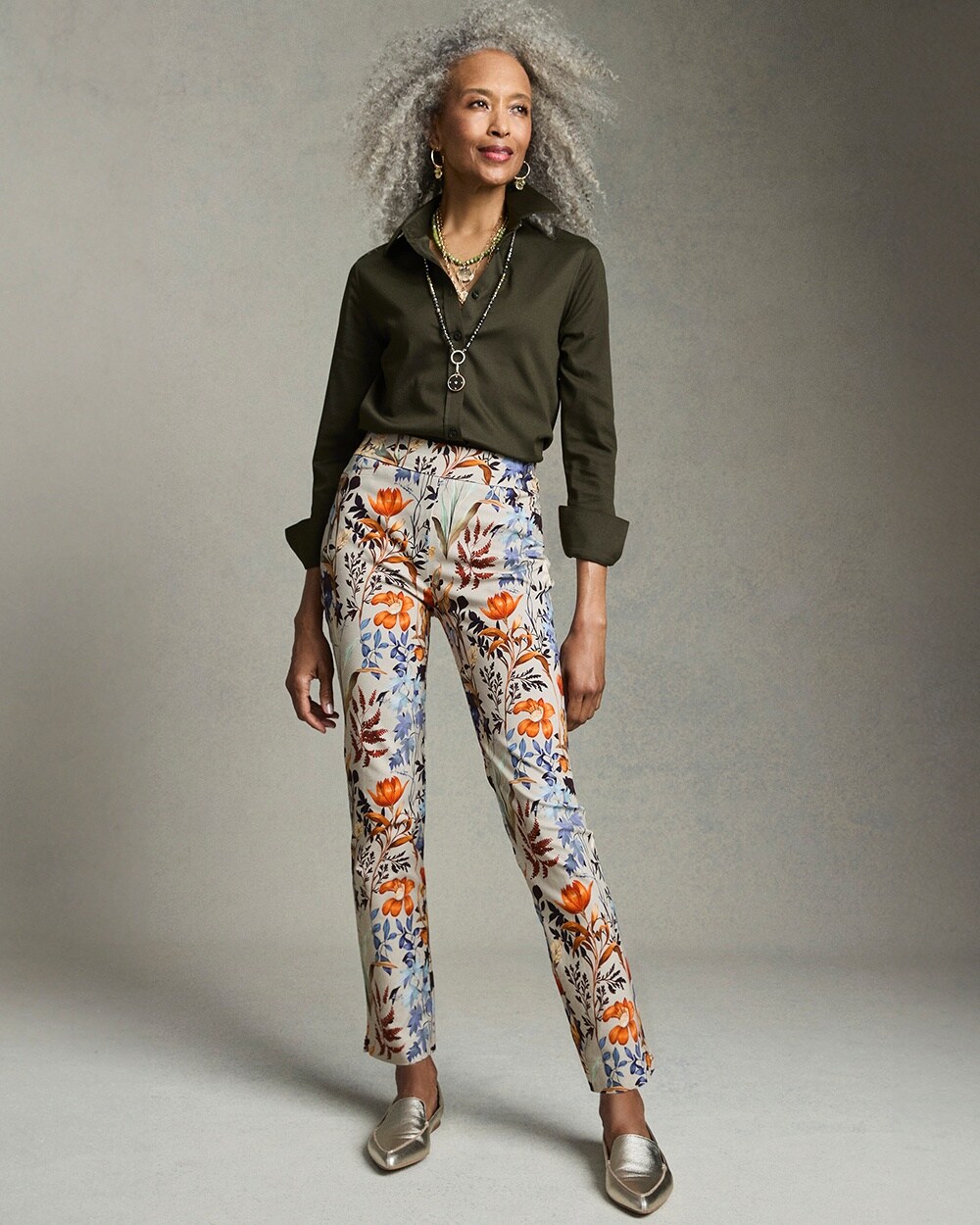 Brigitte Autumn Print Ankle Pants